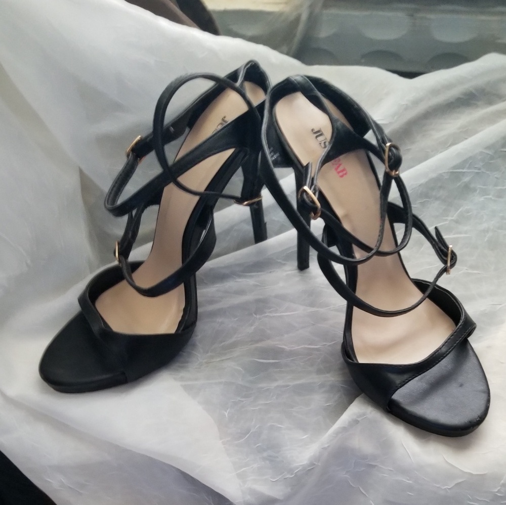 Black strap high heels